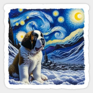 Starry Saint Bernard Dog Pop Art - Dog Lover Portrait - Dog Portrait Sticker